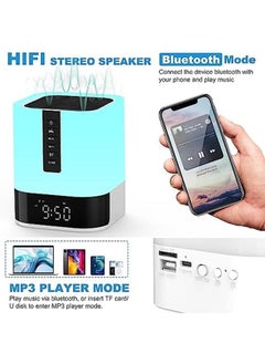 Excefore Night Light Bluetooth Speaker Alarm Clock Upgraded Touch Bedside Lamp For Bedroom Dimmable Warm Light 48 Rgb Color Changing Sound Machine With White Noise  - Image 2