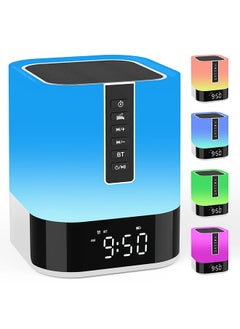 Excefore Night Light Bluetooth Speaker Alarm Clock Upgraded Touch Bedside Lamp For Bedroom Dimmable Warm Light 48 Rgb Color Changing Sound Machine With White Noise  - Image 1