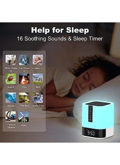Excefore Night Light Bluetooth Speaker Alarm Clock Upgraded Touch Bedside Lamp For Bedroom Dimmable Warm Light 48 Rgb Color Changing Sound Machine With White Noise  - Image 4