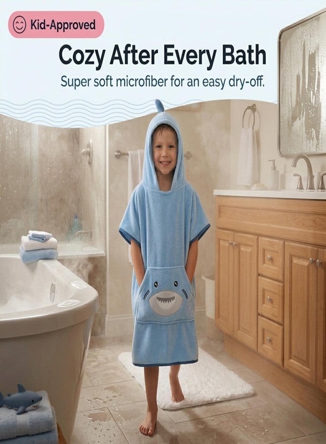 The Big Softy Hooded Towel Poncho for Kids - Shark Swim Towel Beach or Pool, Soft Quick Dry Wearable Cover Up - Boys, Girls, Toddler 3-10yr - Image 2