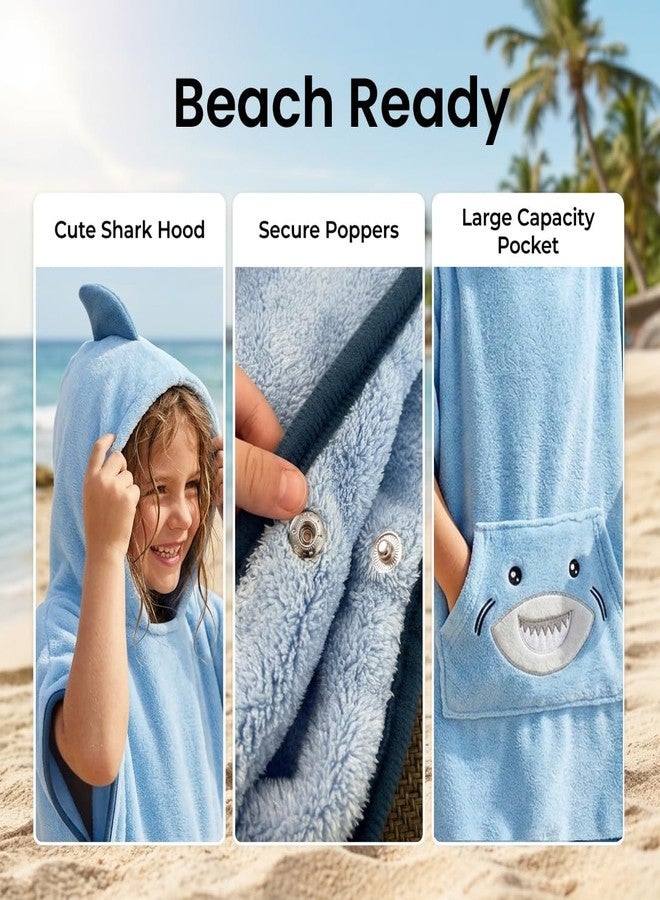 The Big Softy Hooded Towel Poncho for Kids - Shark Swim Towel Beach or Pool, Soft Quick Dry Wearable Cover Up - Boys, Girls, Toddler 3-10yr - Image 4
