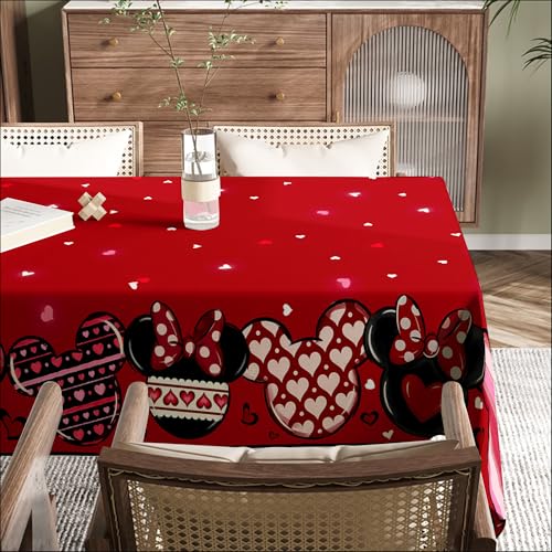 Yarcooly Valentines Day Tablecloth Galentines Day Table Cover Pink Cartoon Mouse Decor Valentines Day Decorations for Home Party - Image 3