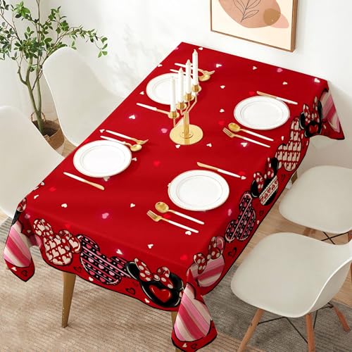 Yarcooly Valentines Day Tablecloth Galentines Day Table Cover Pink Cartoon Mouse Decor Valentines Day Decorations for Home Party - Image 2
