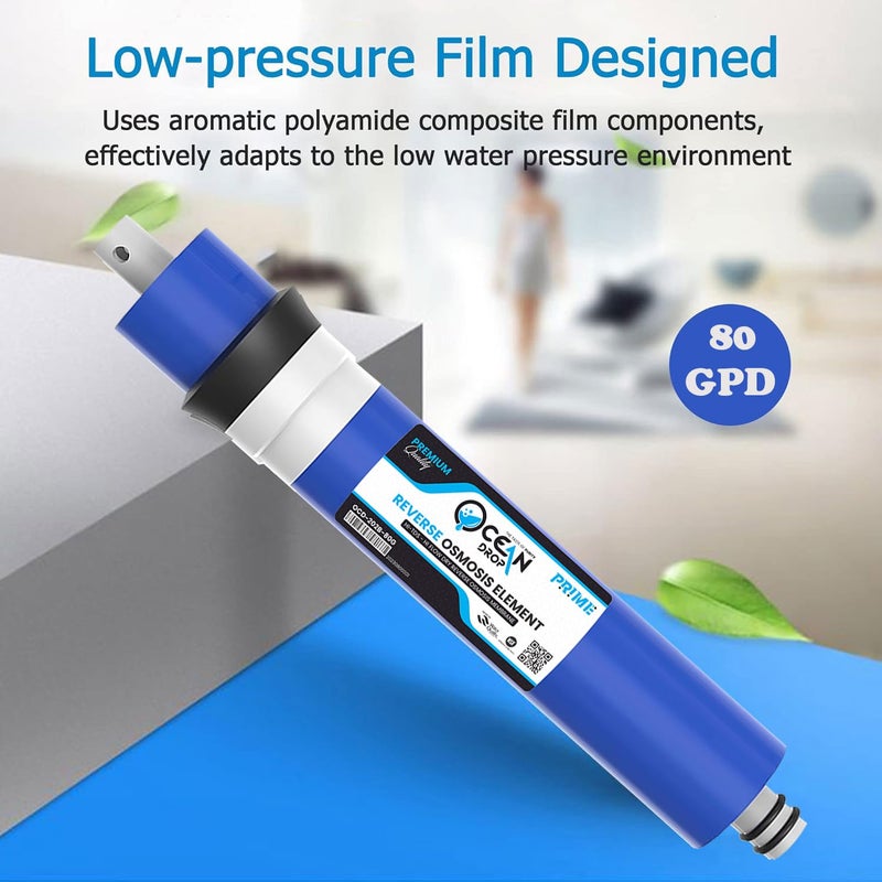 Ocean Drop High Built Quality 80 GPD RO Membrane Reverse Osmosis Membrane with 10001500 TDS Work Replacement for Under Sink Home Drinking RO Water Filter System with 450CC FR - Image 3