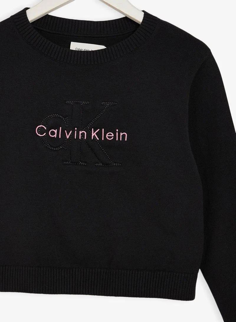 Calvin Klein Jeans Ck Black Youth Graphic Pullover Sweatshirt for Women | Best Price UAE