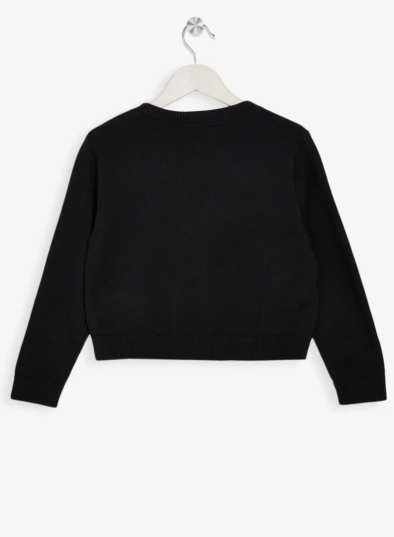 Calvin Klein Jeans Ck Black Youth Graphic Pullover Sweatshirt for Women | Best Price UAE