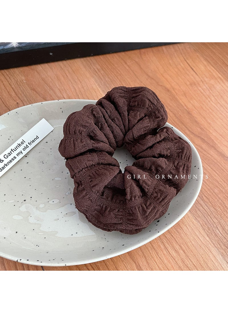 Generic - Cream Puff Scrunchie Korean Style Large Hair Tie 588# Deep Coffee-Fold Hair Ring - Image 1