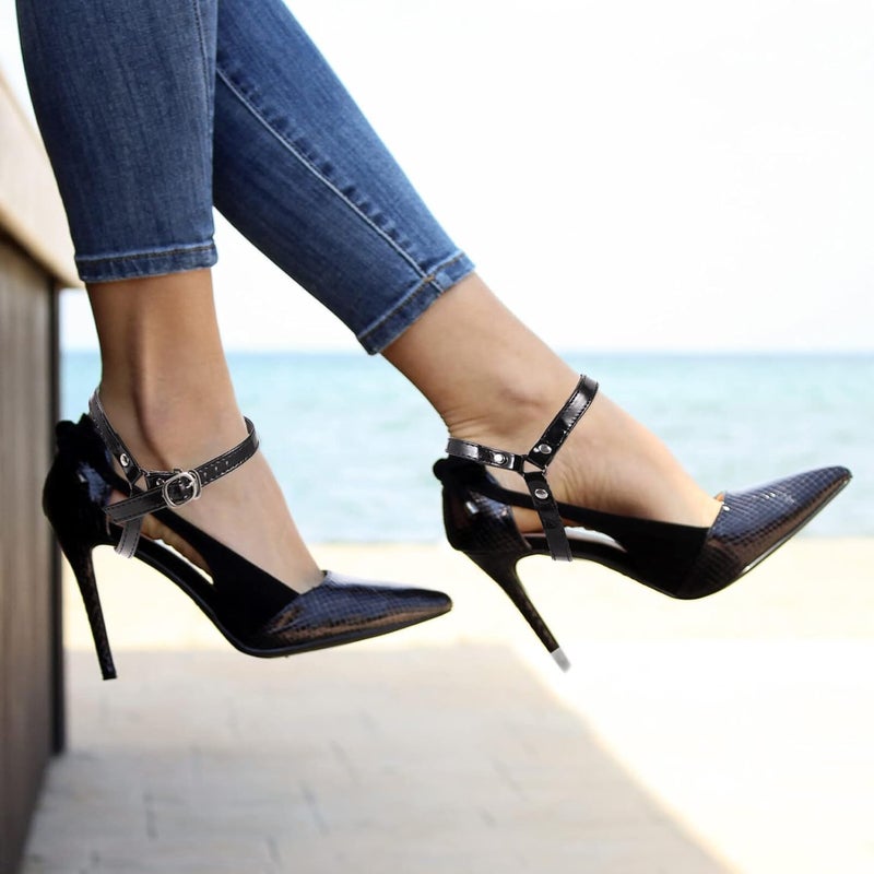 كلاراكو Klarako زوج واحد من أربطة المثلث القابلة للاستبدال للأحذية ذات الكعب العالي للنساء، رباط كعب صغير للنساء، مضخات عالية الكعب، صندل أسود بكعب قابل للاستبدال، رباط كاحل عالي الكعب بدون ظهر - Image 5