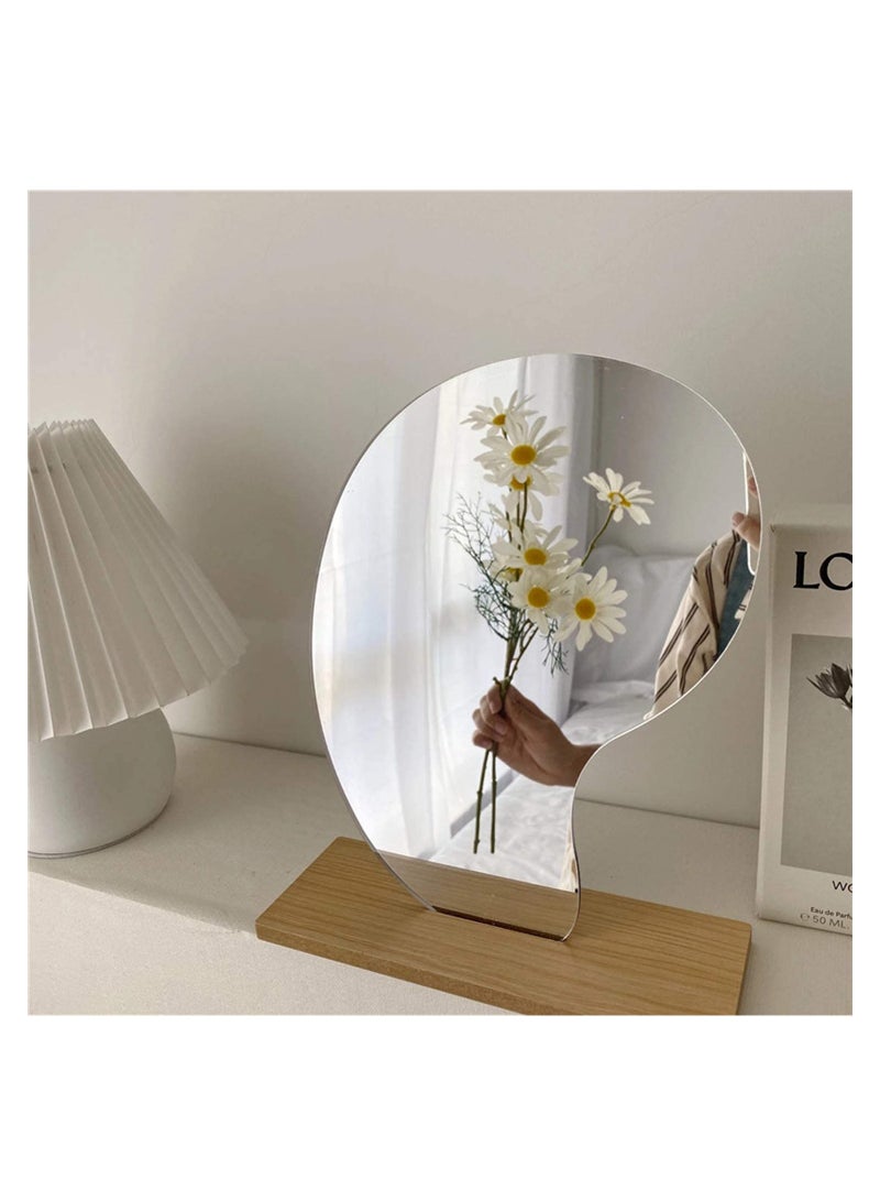 SOLARAE Acrylic Makeup Mirror for Desk with Stand-Aesthetic Desk Decor Vanity Mirror-Frameless Table top for Bedroom, Living Room and Minimal Spaces Room Decor - Image 1