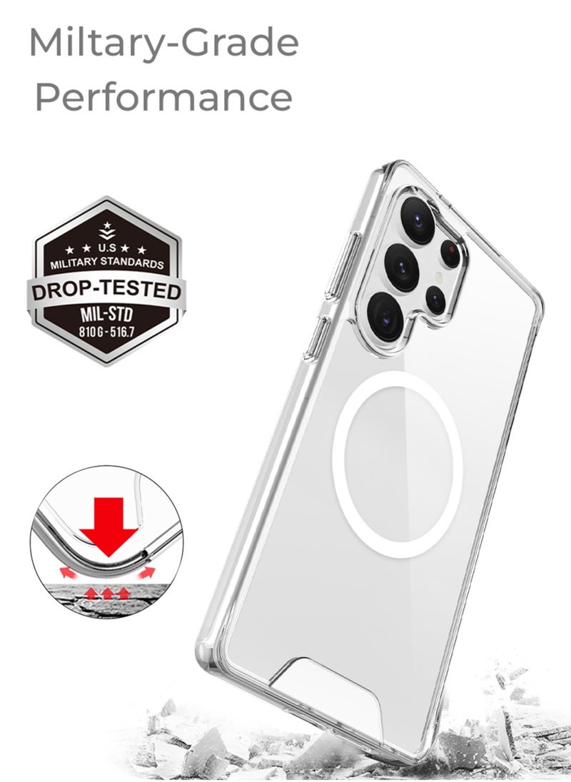 glassology Magnetic Clear Case + Screen Protector Bundle for Samsung Galaxy S25 Ultra 360° Protection, Shatterproof, Anti-Yellowing, Premium Tempered Glass, High Clarity  - Image 2
