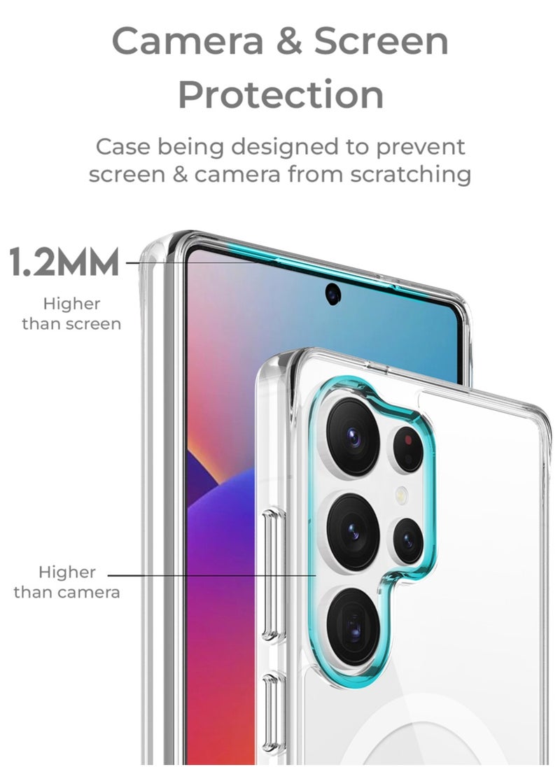 glassology Magnetic Clear Case + Screen Protector Bundle for Samsung Galaxy S25 Ultra 360° Protection, Shatterproof, Anti-Yellowing, Premium Tempered Glass, High Clarity  - Image 3