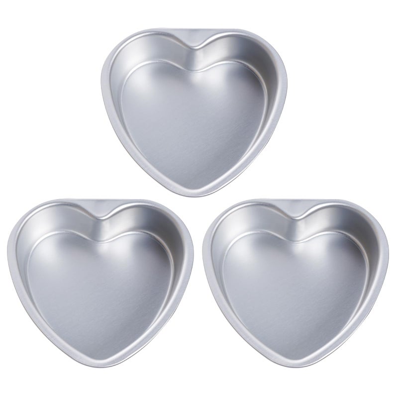 Yymobt 3 Pieces 6 Inch Heart Cake Pan,Heart Cake Pan Baking Molds, Aluminum Hearts Cake Molds for Baking for Home Kitchen Wedding, Birthday, Party, Anniversary - Image 1