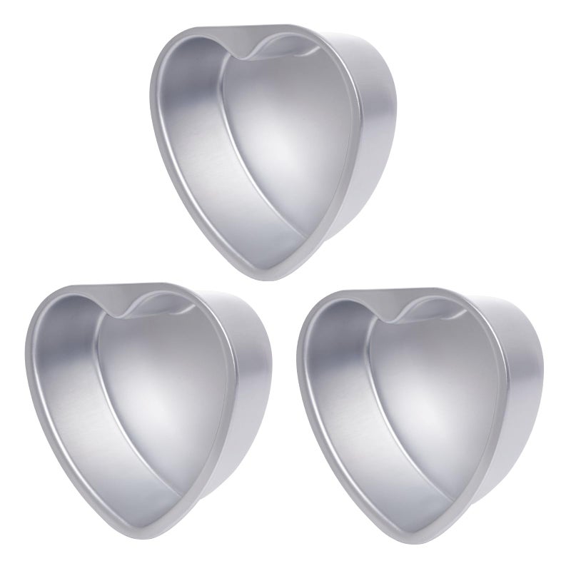 Yymobt 3 Pieces 6 Inch Heart Cake Pan,Heart Cake Pan Baking Molds, Aluminum Hearts Cake Molds for Baking for Home Kitchen Wedding, Birthday, Party, Anniversary - Image 2