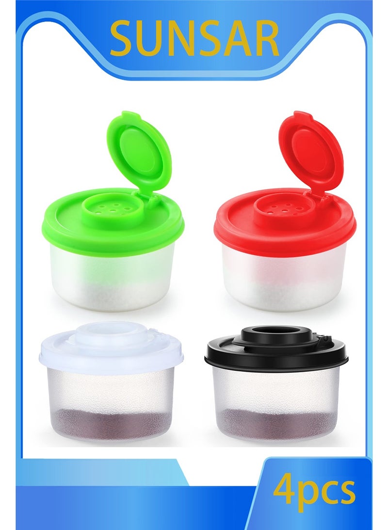 SUNSAR 4 Pieces Salt and Pepper Shakers Mini Moisture Resistant Salt and Pepper Shakers Set Plastic Pepper Shakers with Sealed Lids Transparent Travel Seasoning Dispenser Bottles - Image 1
