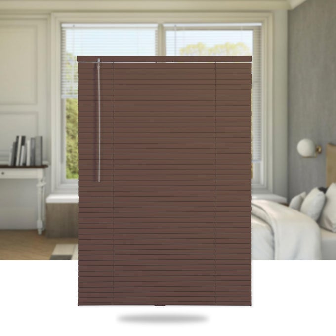 Cordless Mini Blinds Aluminum Venetian Blind Horizontal Window Shades 1 Slat Size Rooming Darkening Blinds AntiUV Waterproof for Bedroom Office Easy to Install 20 W x 64 H Brown