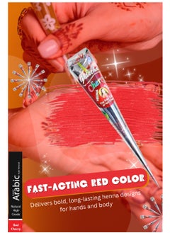 Golecha Golcha Red Cherry Color Henna Cone for Long-Lasting Color,  Temporary Tattoo & Body Art Cone, 42g (12Pcs)  - Image 4