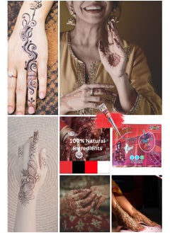 Golecha Golcha Red Cherry Color Henna Cone for Long-Lasting Color,  Temporary Tattoo & Body Art Cone, 42g (12Pcs)  - Image 5