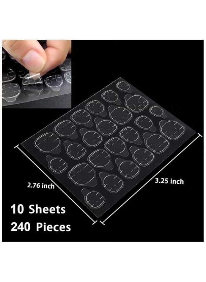 240 Pcs Thin Breathable Adhesive Tabs Fake Nail Glue Sticker 10 Sheets Super Sticky Double Sided Tips (Germany Jelly Gel) Flexible for Acrylic False Nails Manicure Tape (240 Pcs) - Image 2