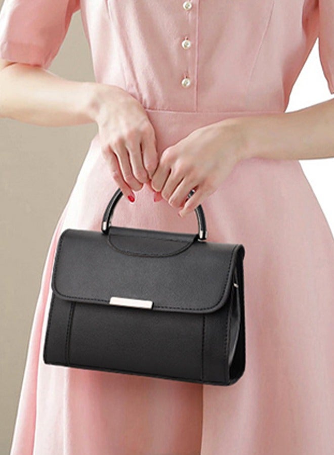 DUNISO Crossbody bag for women,magnetic button shoulder bag，PU leather handbag bag with three pockets inside，with adjustable shoulder strap,suitable for shopping, dating, travel and work，20*16*10cm，black  - Image 2