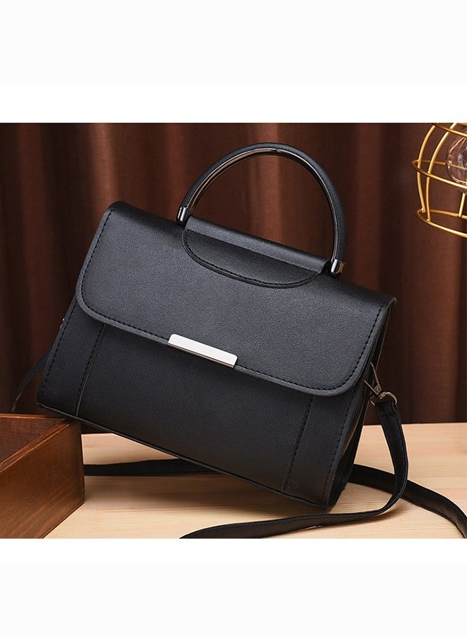 DUNISO Crossbody bag for women,magnetic button shoulder bag，PU leather handbag bag with three pockets inside，with adjustable shoulder strap,suitable for shopping, dating, travel and work，20*16*10cm，black  - Image 3