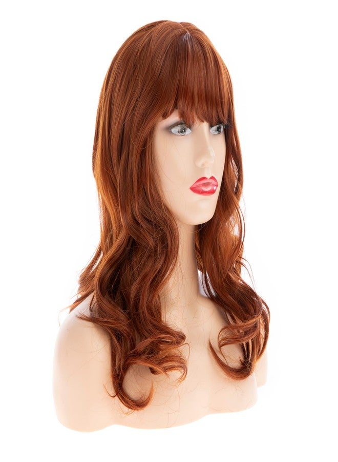 Beweig Orange Wig with Bangs Long Curly Wavy Orange Wigs for Women Natural Synthetic Halloween Cosplay Wig - Image 2