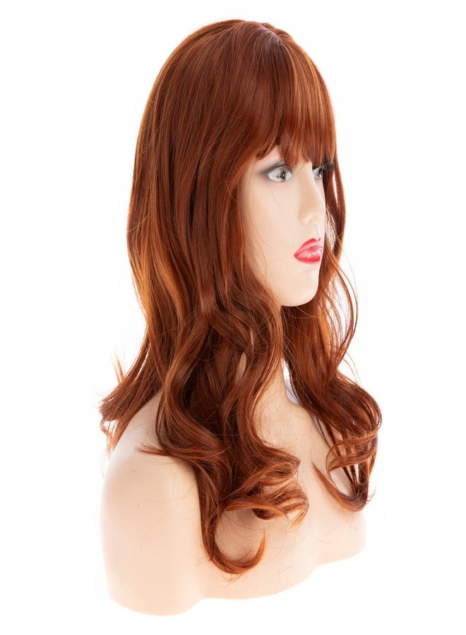 Beweig Orange Wig with Bangs Long Curly Wavy Orange Wigs for Women Natural Synthetic Halloween Cosplay Wig - Image 4