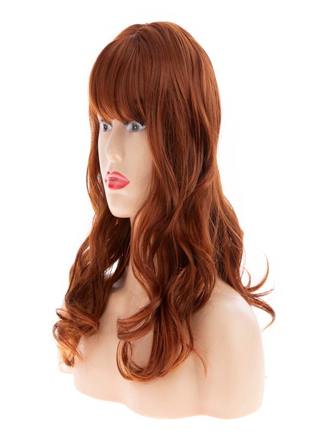 Beweig Orange Wig with Bangs Long Curly Wavy Orange Wigs for Women Natural Synthetic Halloween Cosplay Wig - Image 5