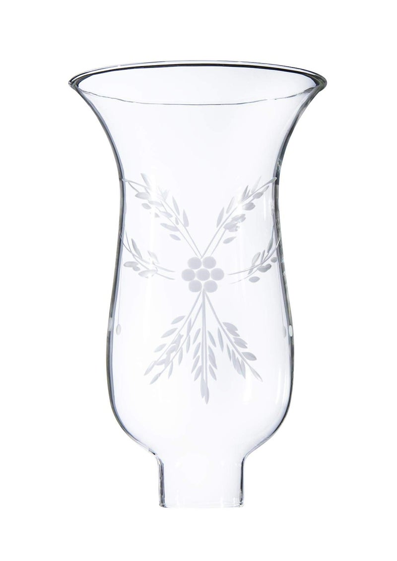 BP Lamp 8 14 Tall Cut Flower Design Glass Lamp Hurricane Shade with 1 58 Fitter Base