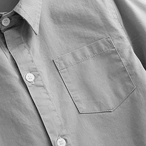 Spring&Gege Boys' Long Sleeve Woven Dress Shirt Formal School Uniform Button Down Shirt with Chest Pocket, Silver, 7-8 Years - Image 5
