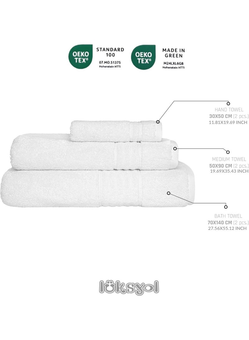 لوكسيول طقم مناشف فاخرة من لوكسيول - 100٪ قطن تركي نقي - وزن 600 GSM - ناعم جداً وذو امتصاص عالي - طقم 3 قطع (1 منشفة حمام 140×70، 1منشفة يد 50×90، 2 منشفة وجه 50×30) - جودة فندقية فاخرة ومناسبة للمنتجعات - تصميم أنيق وعصري - معتمد من أوكو-تكس (صنع بطريقة مستدامة ومعيار 100) - ابيض - منشفة مثالية للاستخدام اليومي أو لضيوفك أو للهدايا - ناعمة على البشرة ولا تتلاشى ألوانها مع الغسيل - قابلة للغسل بالغسالة وتدوم طويلاً - فخامة ملموسة في كل مرة تستخدمها فيها - طقم مناشف عملي وأنيق يناسب المنزل أو السفر أو النادي الصحي - مناشف لوكسيول مصممة لتجمع بين الجودة العالية والأناقة - Image 3