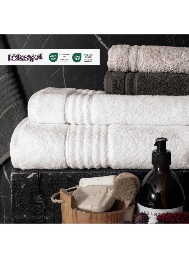 لوكسيول طقم مناشف فاخرة من لوكسيول - 100٪ قطن تركي نقي - وزن 600 GSM - ناعم جداً وذو امتصاص عالي - طقم 3 قطع (1 منشفة حمام 140×70، 1منشفة يد 50×90، 2 منشفة وجه 50×30) - جودة فندقية فاخرة ومناسبة للمنتجعات - تصميم أنيق وعصري - معتمد من أوكو-تكس (صنع بطريقة مستدامة ومعيار 100) - ابيض - منشفة مثالية للاستخدام اليومي أو لضيوفك أو للهدايا - ناعمة على البشرة ولا تتلاشى ألوانها مع الغسيل - قابلة للغسل بالغسالة وتدوم طويلاً - فخامة ملموسة في كل مرة تستخدمها فيها - طقم مناشف عملي وأنيق يناسب المنزل أو السفر أو النادي الصحي - مناشف لوكسيول مصممة لتجمع بين الجودة العالية والأناقة - Image 2
