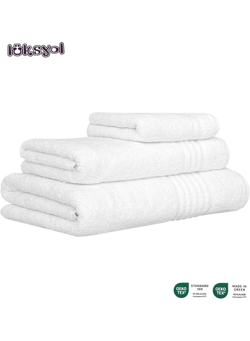 لوكسيول طقم مناشف فاخرة من لوكسيول - 100٪ قطن تركي نقي - وزن 600 GSM - ناعم جداً وذو امتصاص عالي - طقم 3 قطع (1 منشفة حمام 140×70، 1منشفة يد 50×90، 2 منشفة وجه 50×30) - جودة فندقية فاخرة ومناسبة للمنتجعات - تصميم أنيق وعصري - معتمد من أوكو-تكس (صنع بطريقة مستدامة ومعيار 100) - ابيض - منشفة مثالية للاستخدام اليومي أو لضيوفك أو للهدايا - ناعمة على البشرة ولا تتلاشى ألوانها مع الغسيل - قابلة للغسل بالغسالة وتدوم طويلاً - فخامة ملموسة في كل مرة تستخدمها فيها - طقم مناشف عملي وأنيق يناسب المنزل أو السفر أو النادي الصحي - مناشف لوكسيول مصممة لتجمع بين الجودة العالية والأناقة - Image 5