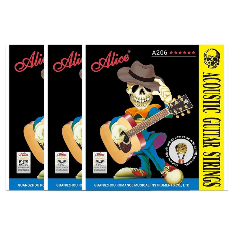 Alice A206 Acoustic Guitar String Set, Staninless Steel Plain String, Copper Alloy Winding, (Phosphor Bronze Color) Anti-Rust Coating PACK OF 3 - Image 2