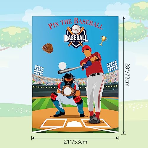 PLULON Pin The Baseball Party Game for Kids Pin The Baseball on The Glove and Bat Large Poster with Stickers for Boys Girls Birthday Party Wall Decorations Classroom Activities - Image 5