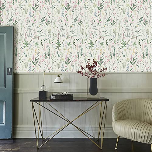 JiffDiff Floral Wallpaper Peel and Stick 472" x 17.3" Wild Flower Wall Paper Cabinet Wallpaper Vinyl Contact Paper Shelf Decor Wall Decor Coverage 56 sq.ft - Image 4