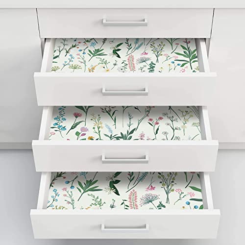 JiffDiff Floral Wallpaper Peel and Stick 472" x 17.3" Wild Flower Wall Paper Cabinet Wallpaper Vinyl Contact Paper Shelf Decor Wall Decor Coverage 56 sq.ft - Image 2