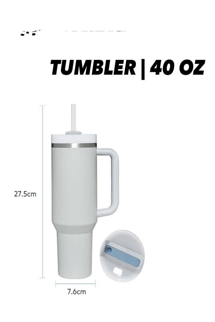 Arabest NEW Insulated Stainless Steel 40 oz Tumbler Cup with Handle, Straw, Straw Cover, Cleaning Kit, Keeps Drinks Cold for Hours (Fog) - Image 2