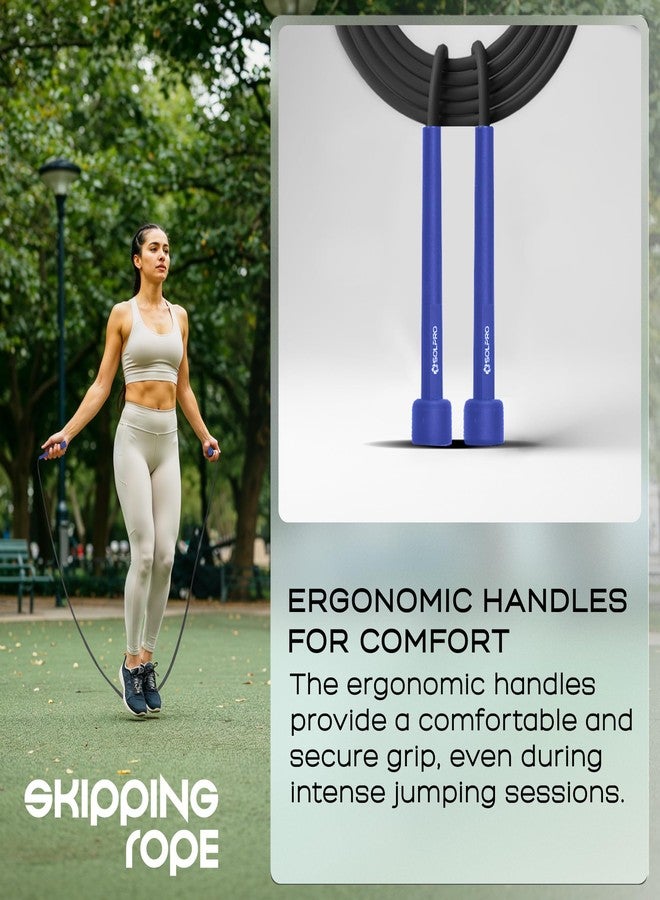 Solpro Aero Adjustable Jump Rope Skipping Rope for men, women, kids, boys, girls | Unisex, Tangle-Free, Durable, Ideal for fitness, cardio, agility & home workouts (Blue/Black) - Image 3
