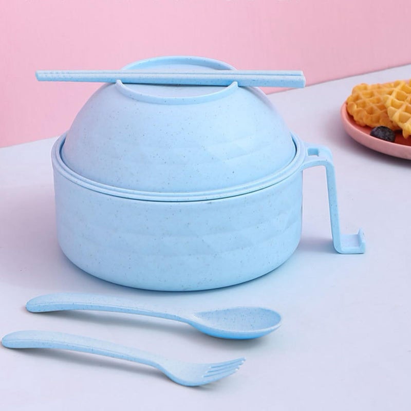 MIIDNTLX Microwave Ramen Bowl,Microwave Ramen Cooker with Lid,Plastic Mixing Salad Pasta Fruit Rice Cereal Instant Noodles Soup Maker Plate Bowls Set Kitchen College Dorm Room Essentials - Image 2