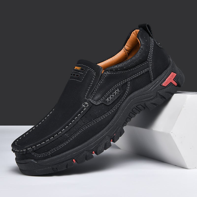 Men'S Shoes, Casual Leather Shoes, Breathable Shoes, Driving Shoes, Versatile Korean Trendy Shoes, Casual Large Size Genuine Leather Men'S Shoes - Image 3