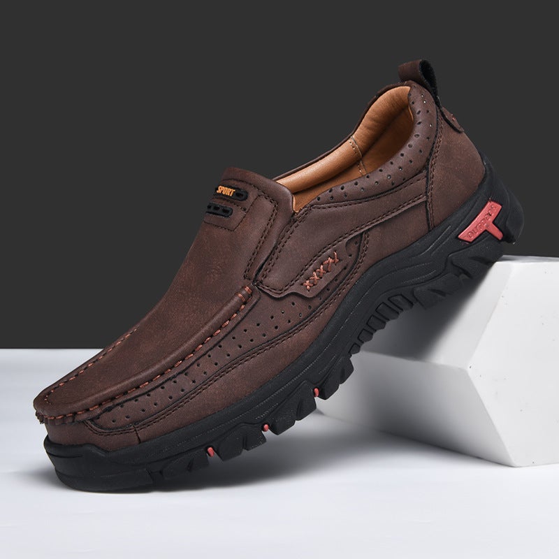 Men'S Shoes, Casual Leather Shoes, Breathable Shoes, Driving Shoes, Versatile Korean Trendy Shoes, Casual Large Size Genuine Leather Men'S Shoes - Image 4
