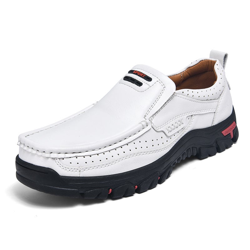 Men'S Shoes, Casual Leather Shoes, Breathable Shoes, Driving Shoes, Versatile Korean Trendy Shoes, Casual Large Size Genuine Leather Men'S Shoes - Image 1