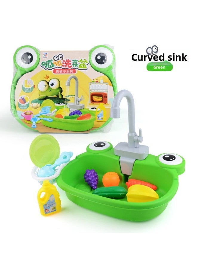 Children's Automatic Water Outlet Frog Vegetable Washing Basin Baby Simulation Electric Dishwasher Play In Kitchen-Color:Dishwasher 【9179-automatic Water Outlet-red-bag】 470g - Image 5