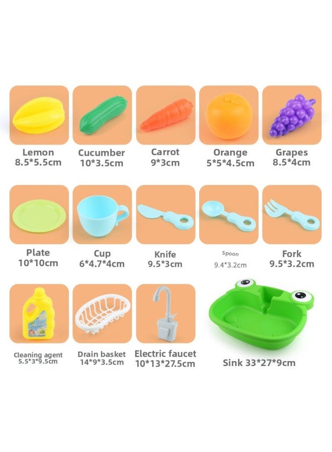 Children's Automatic Water Outlet Frog Vegetable Washing Basin Baby Simulation Electric Dishwasher Play In Kitchen-Color:Dishwasher 【9179-automatic Water Outlet-red-bag】 470g - Image 3