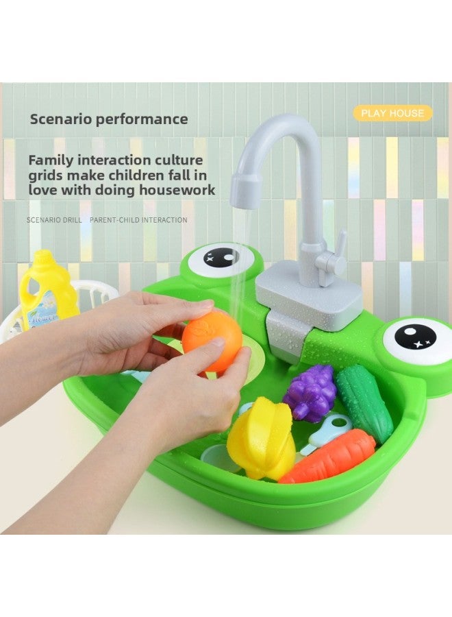 Children's Automatic Water Outlet Frog Vegetable Washing Basin Baby Simulation Electric Dishwasher Play In Kitchen-Color:Dishwasher 【9179-automatic Water Outlet-red-bag】 470g - Image 4