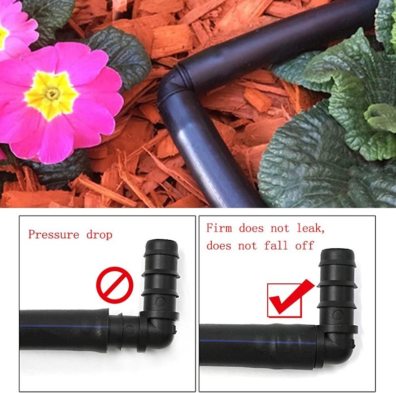 Lanjue 8 Pieces 1/2 Inch Garden Barbed Connector, Elbow Drip Irrigation Hose Connector Parts Irrigation Fittings Kit for Water Pipe Joints Watering System - Image 3