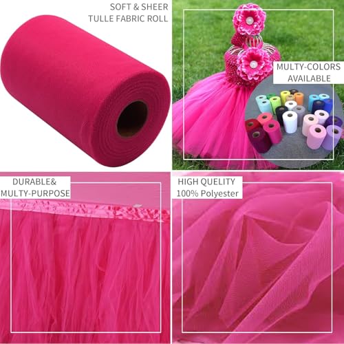 Filloxy Net Tulle Fabric Cut Out-5 Meter, 60 cm Width, Wedding Party Decoration, DIY Craft Supply Bow Baby Shower Birthday Party Wedding Christmas Supplies (Pink) - Image 5