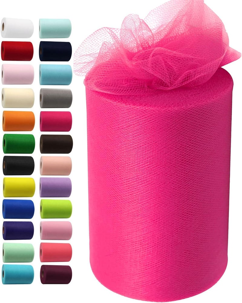 Filloxy Net Tulle Fabric Cut Out-5 Meter, 60 cm Width, Wedding Party Decoration, DIY Craft Supply Bow Baby Shower Birthday Party Wedding Christmas Supplies (Pink) - Image 1