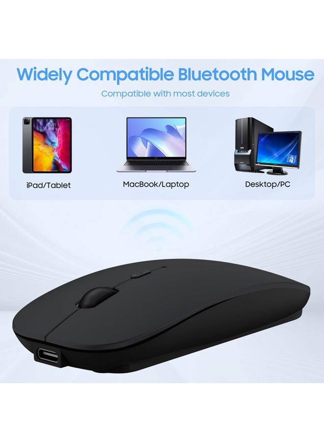 Sungi Bluetooth Wireless Mouse Rechargeable Mouse for iPad 13.1.2/MacBook/iPhone/Tablet/Laptop/NotebookSlim Silent Mice Compatible with iOS/Windows/Linux/AndriodBlack - Image 5