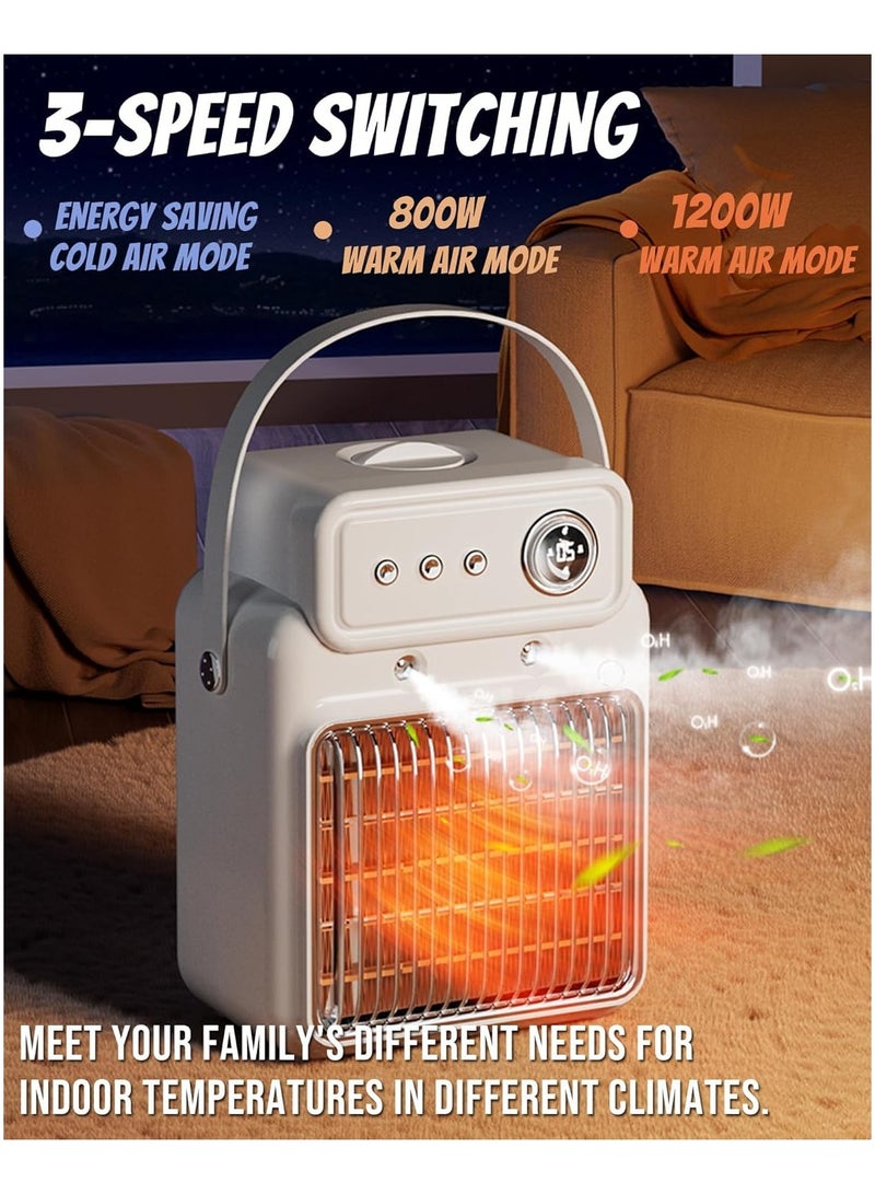 عام مُدفأة كهربائية للفضاء، مُدفأة محمولة 3 في 1، مدفأة طاولة مع جهاز توقيت وحماية من التسخين الزائد للغرفة المنزلية والمكتب - Image 5